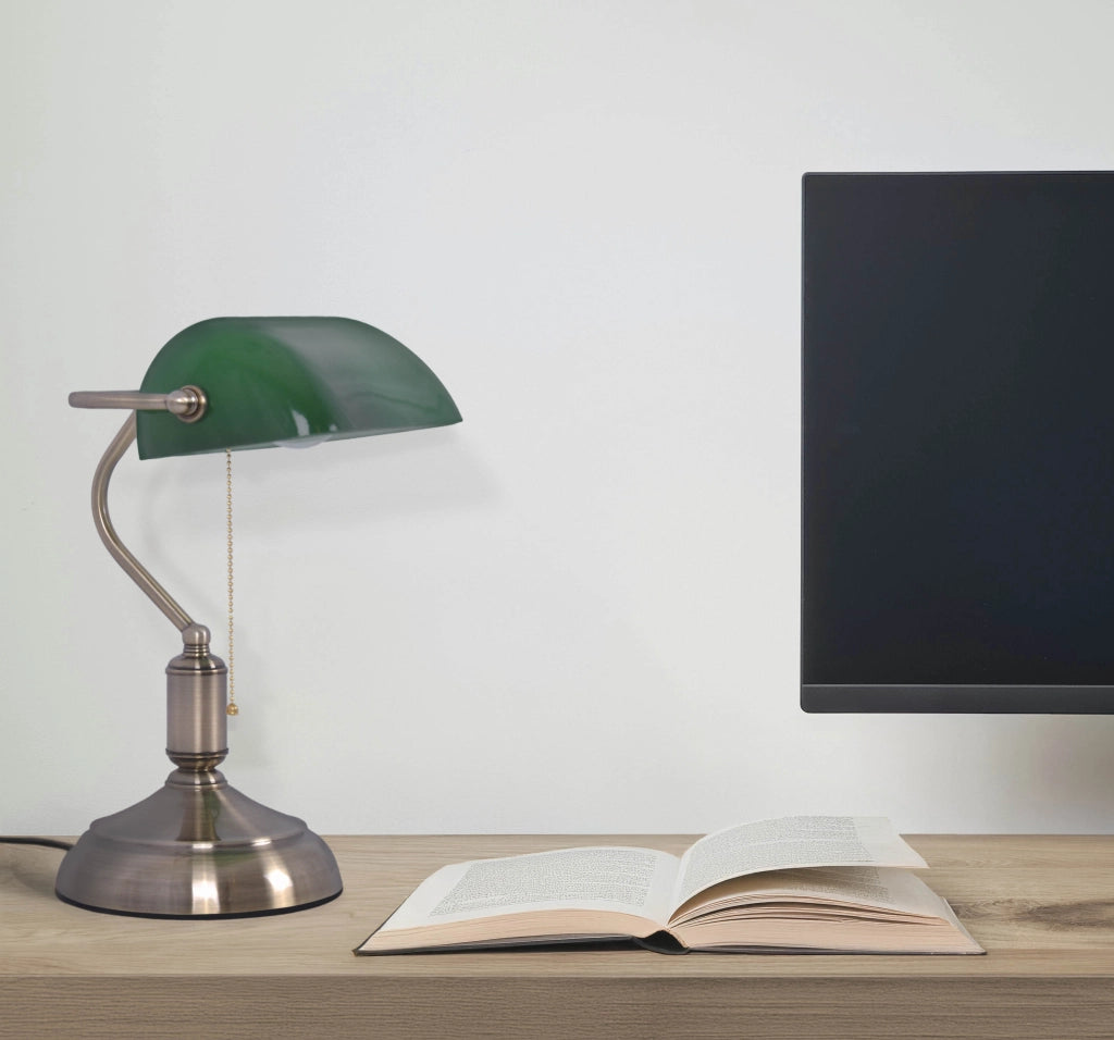 Lampada da tavolo Bank verde oro E27 Kaja K-MT-207