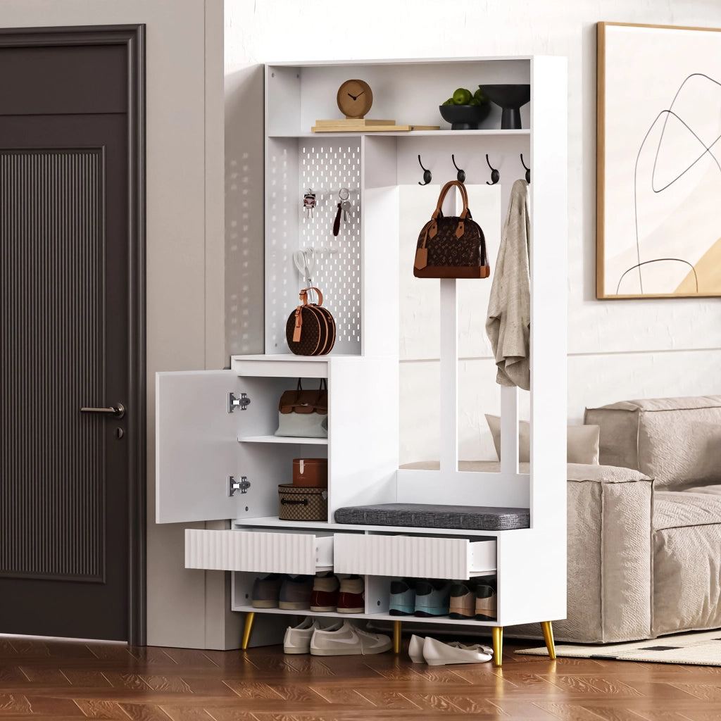 MOBILE INGRESSO Con panca 100x35x180 cm MDF bianco