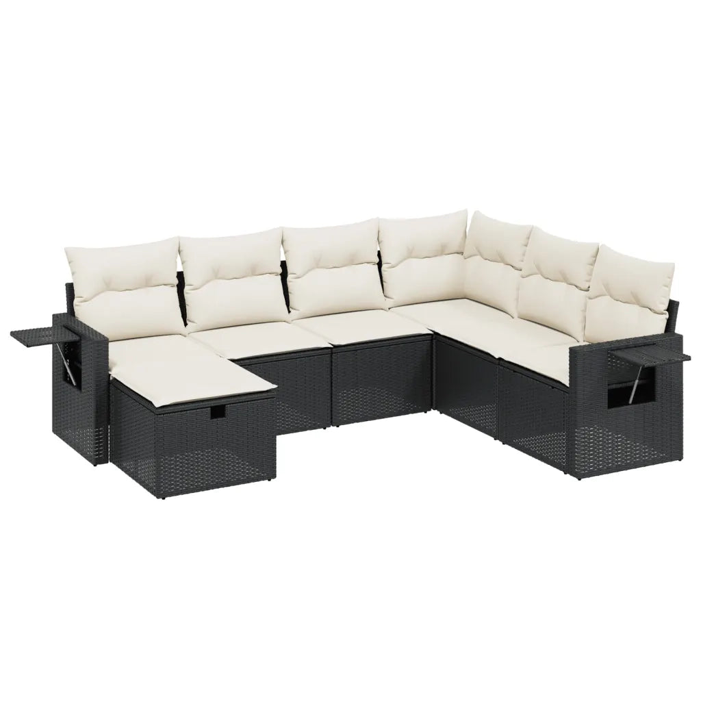Set Divani da Giardino con Cuscini 7pz Nero Polyrattan 3263832
