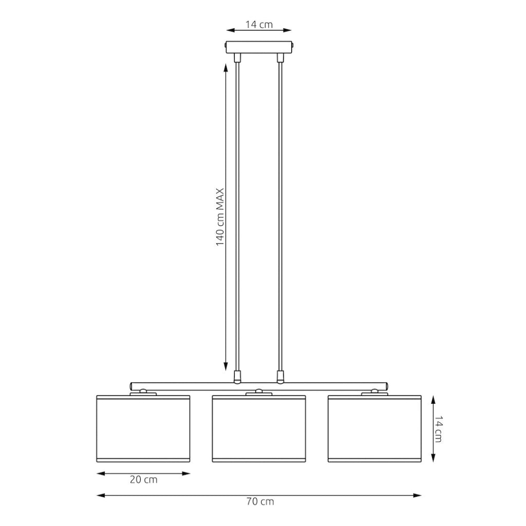 Lampada a sospensione ECO nera 3xE27 cilindrica Emibig