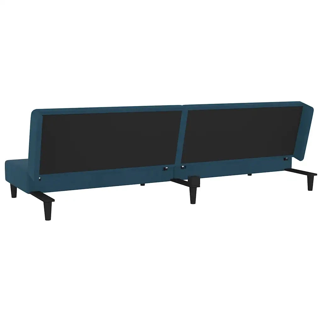 Divano Letto a 2 Posti con 2 Cuscini-Sofa Letto 2 Posti-Daybed Blu in Velluto 285618
