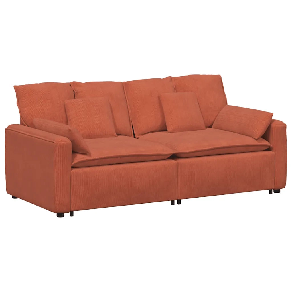 Divano Modulare con Cuscini Rosso Arancione 3321144