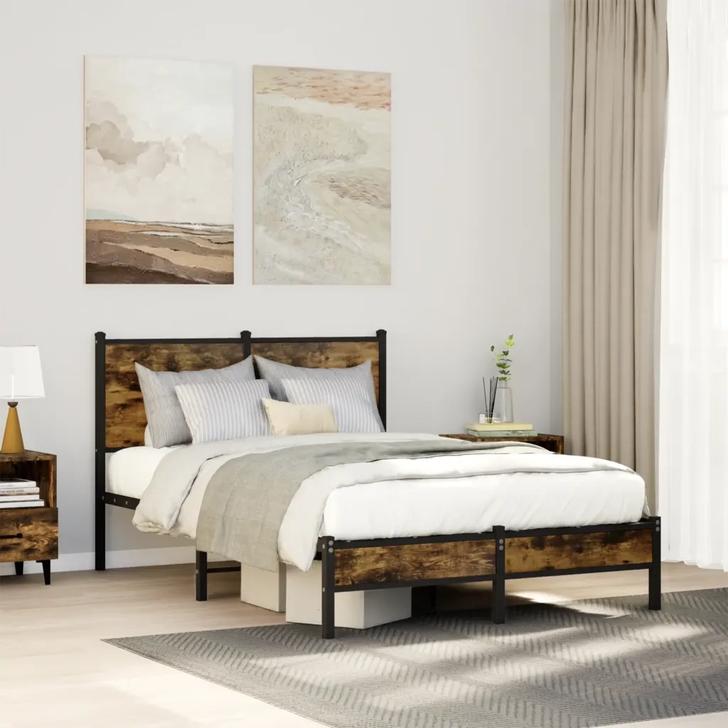 Giroletto senza Materasso in Metallo-Struttura Letto Rovere Fumo 120x200 cm 315322