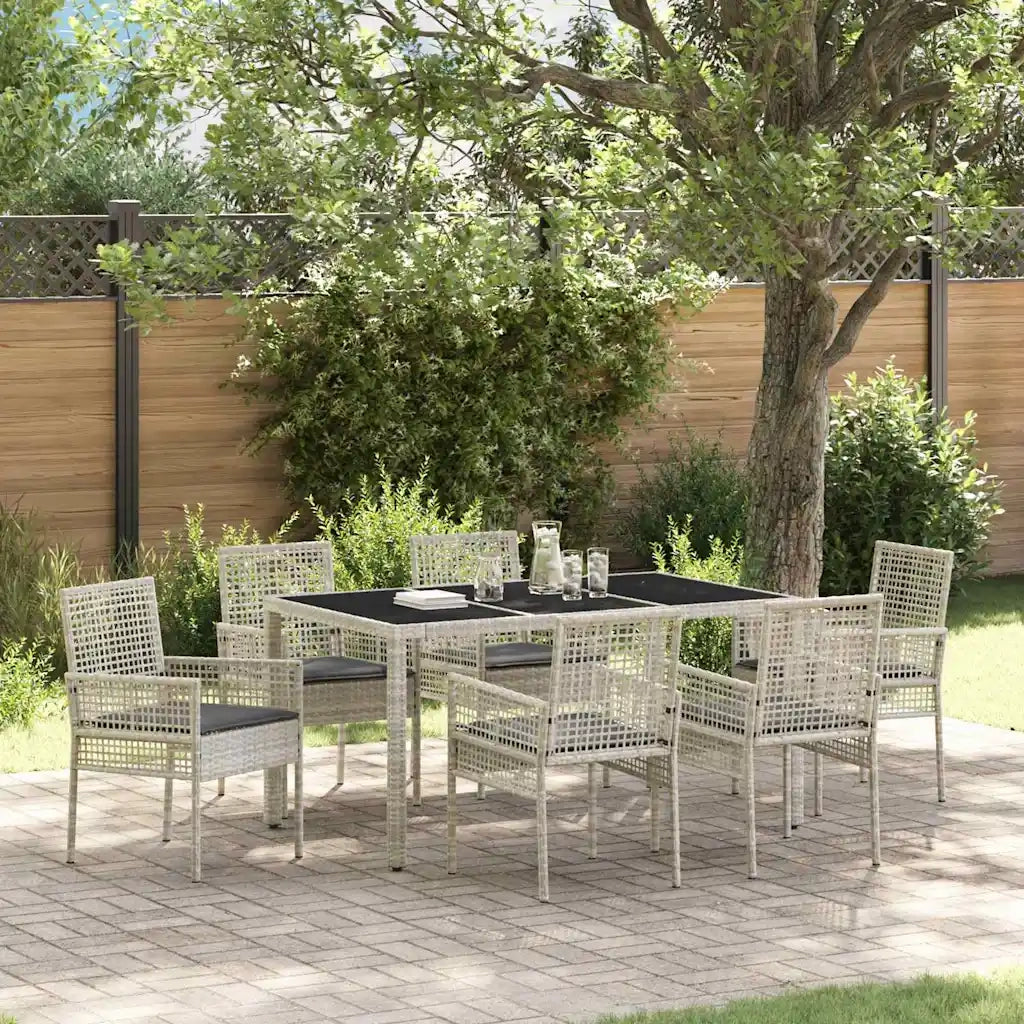 Set da Pranzo per Giardino 7 pcs Grigio chiaro polyrattan 3334898