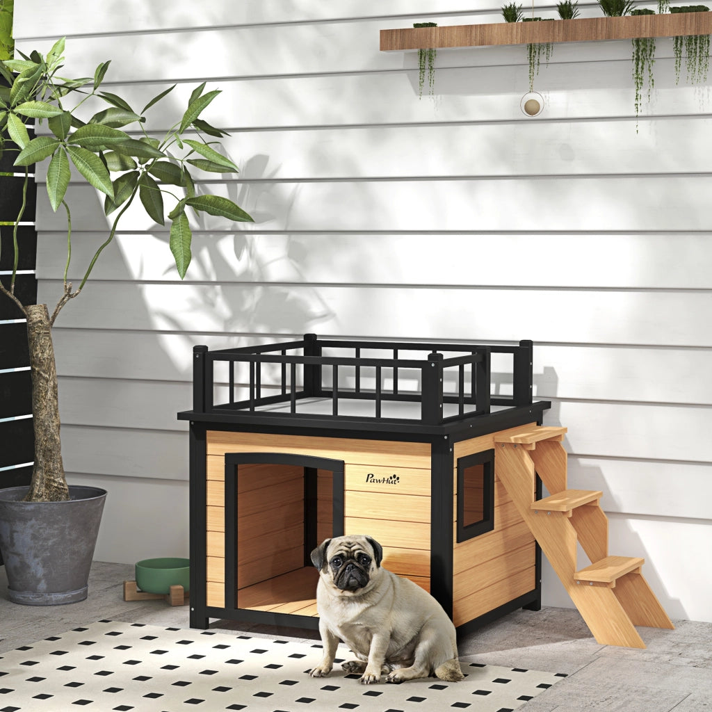 Cuccia per Cane con Terrazzo ¨C Minimal ¨C Legno 121x77x78cm Nero/Giallo
