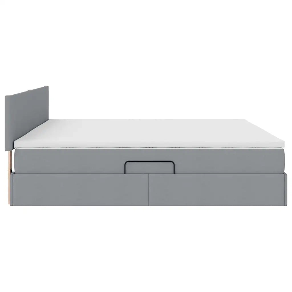 Letto con contenitore e LED Grigio chiaro 200 x 200 cm Tessuto 3371103