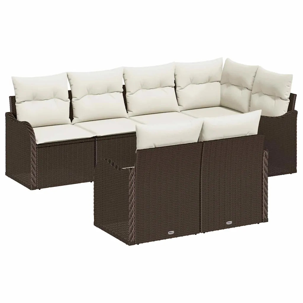 Set Divano da Giardino 7 pcs Marrone Poly Rattan 3354407
