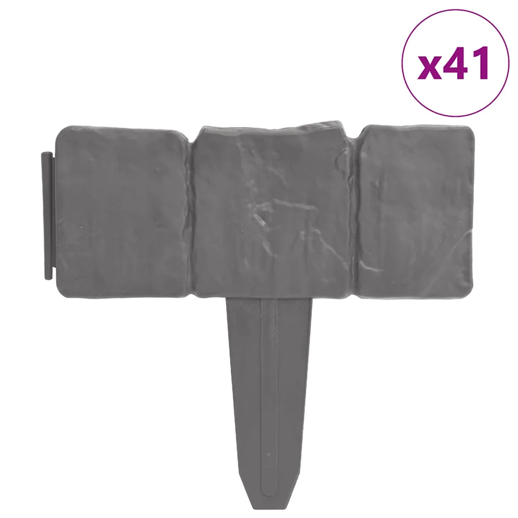 Recinzione Giardino/Prato in Plastica 41 pz Aspetto Pietra 10 m 40917