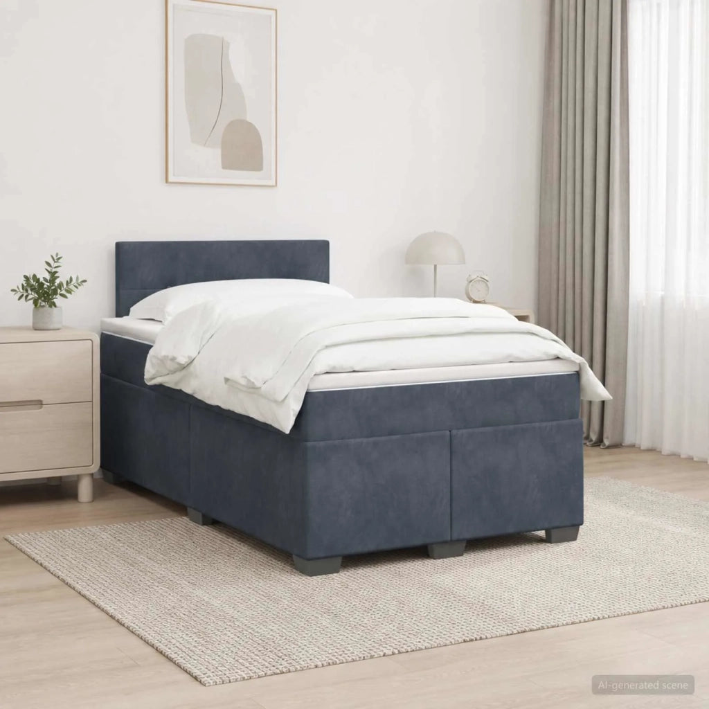 Letto con Box Spring, Materasso e LED Grigio Scuro 120 x 190 cm 3452139
