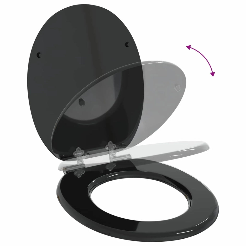 Sedile per toilette con chiusura morbida 2 pcs Nero 44 x 38 cm 3414530