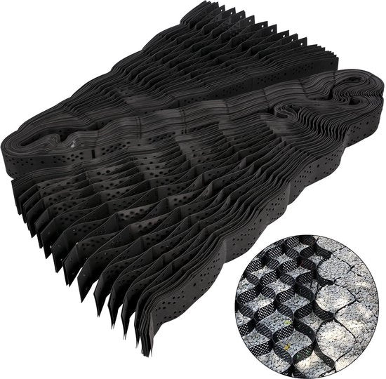 Pavimento a Reticolo Georasterizzabile - 9x17 cm - Materiale HDPE Durevole - Alta Resistenza - Flessibile e Espandibile - Ideale per Parcheggi - Rampini e Pendenze