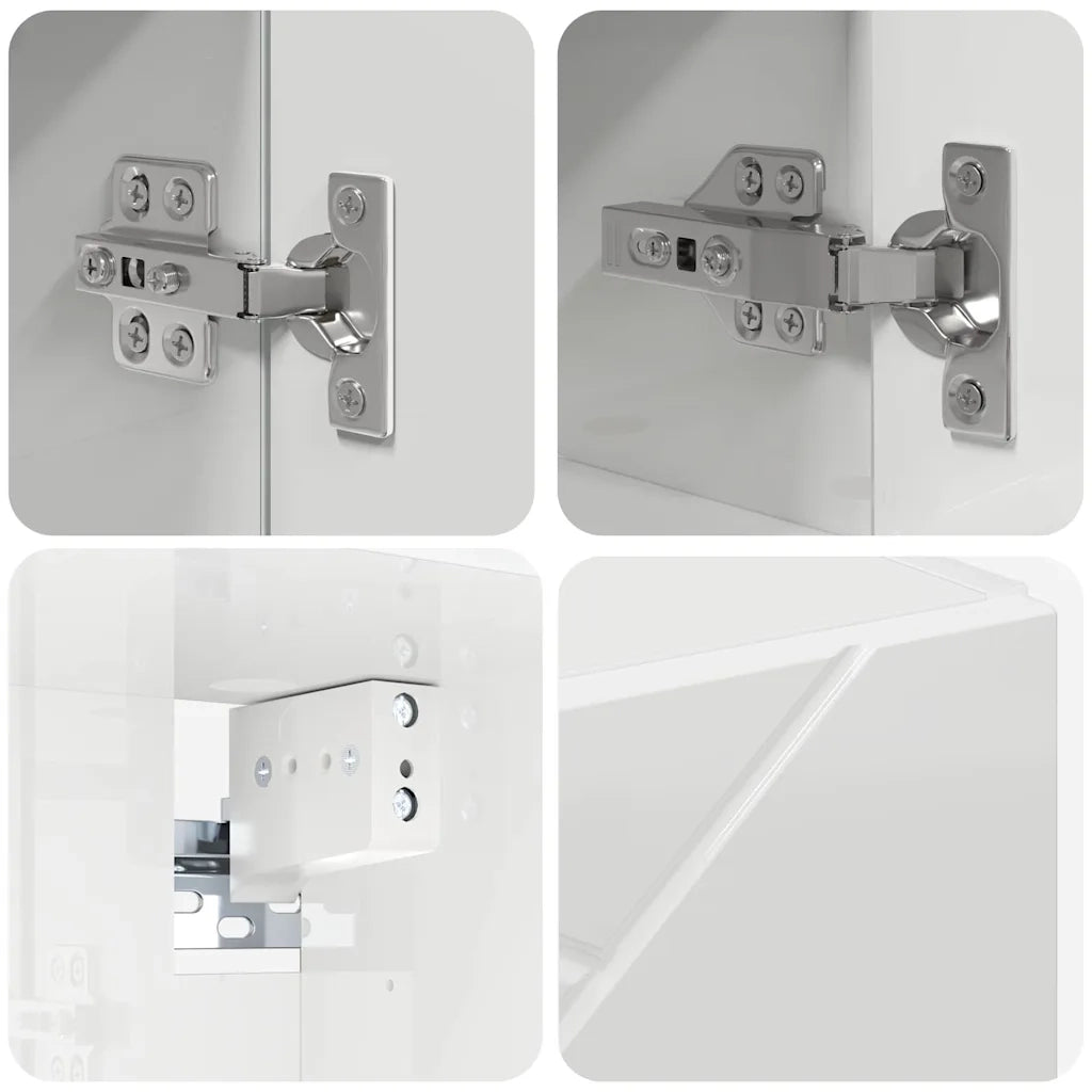 Mobiletto per specchio con porta Bianco Lucido 59 x 17 x 55 cm 883368