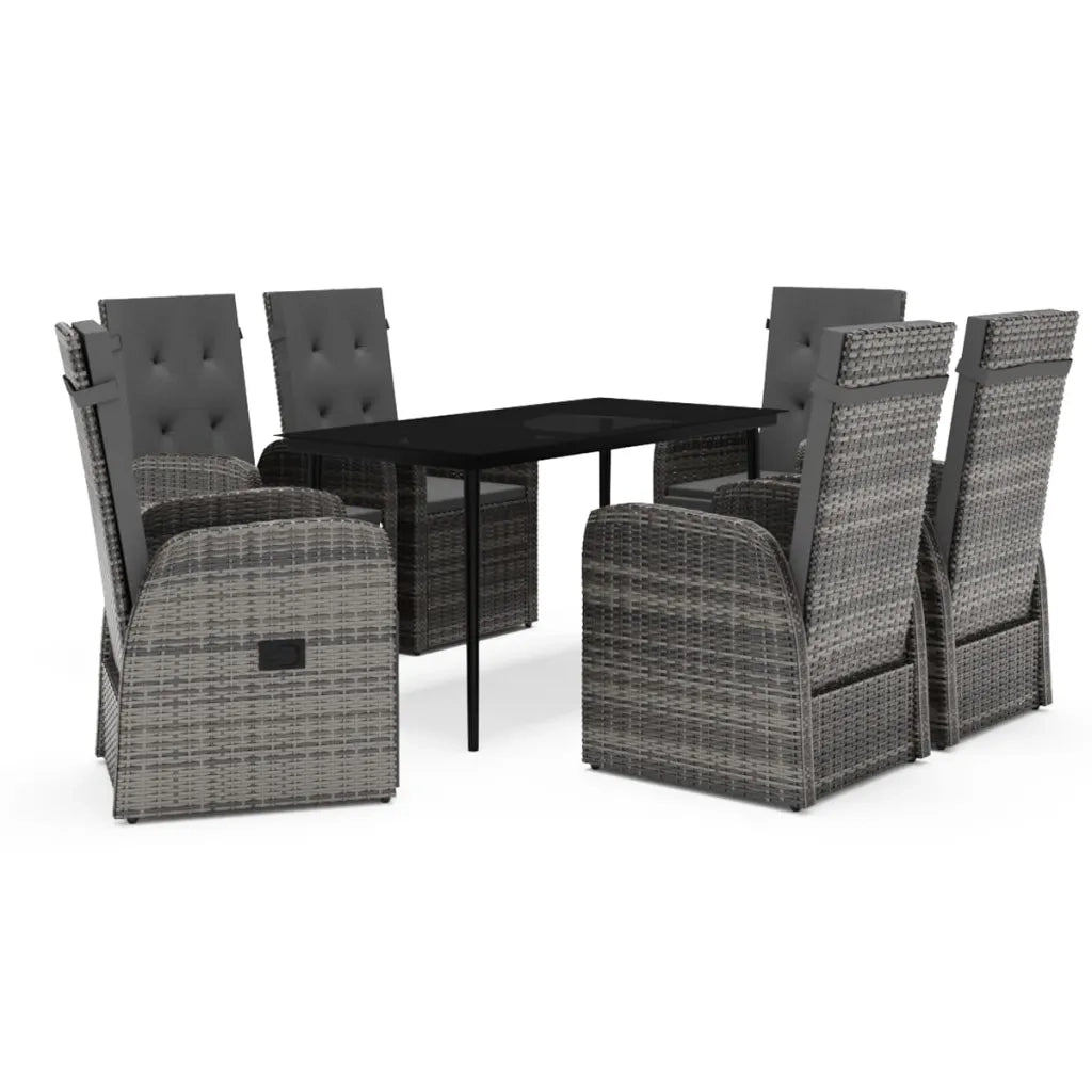 Set da Pranzo da Giardino 7 pz con Cuscini Grigio 3099501
