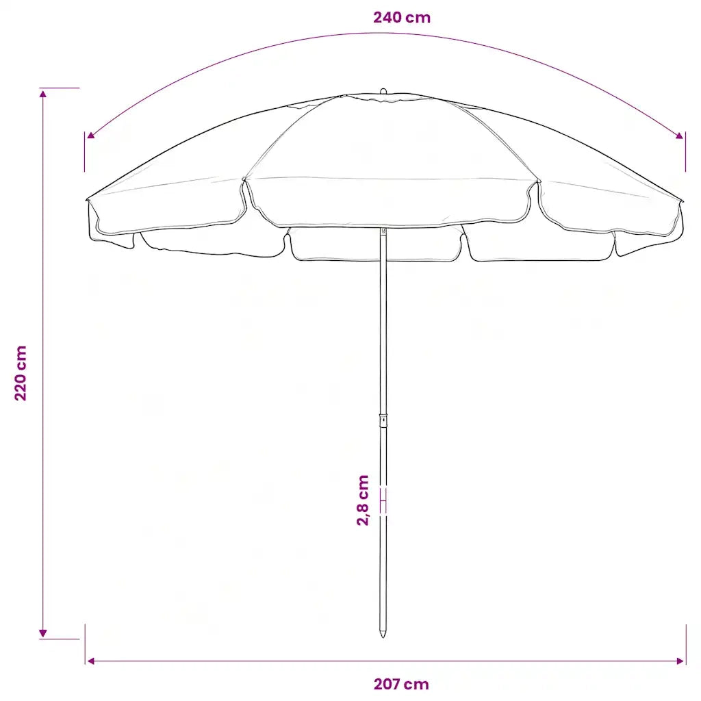Ombrello | Parasolne da Spiaggia Verde 240 cm