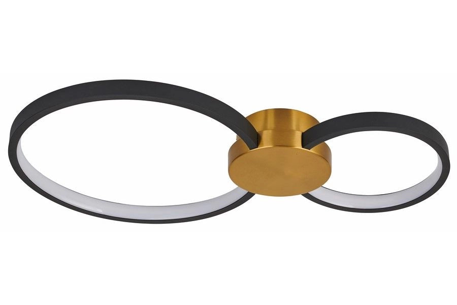 Plafoniera LED moderna nero oro doppio-ring 20W Reality