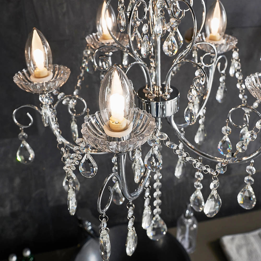 Lampadario bagno Tabitha cromato cristallo 5xG9 IP44