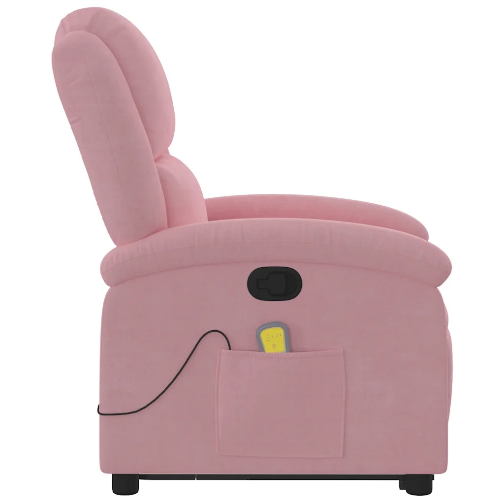 Poltrona Alzapersona Reclinabile Rosa in Velluto 3204315