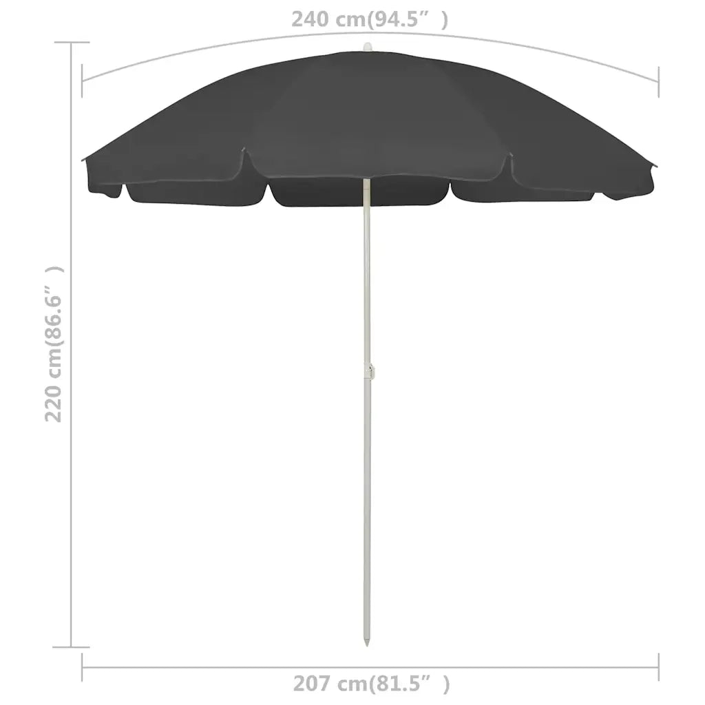 Ombrello | Parasolne da Spiaggia Antracite 240 cm