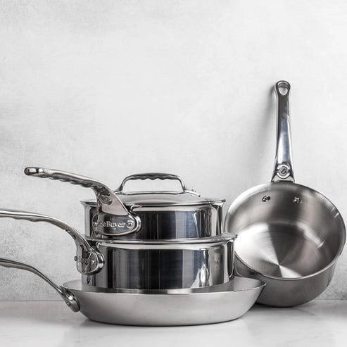 De Buyer 3742.28 Affinity Pentola Alta Acciaio Inox con Coperchio Vetro 28 cm Induzione 2 Manici Lavabile in Lavastoviglie Resistente al Forno colore Acciaio inox