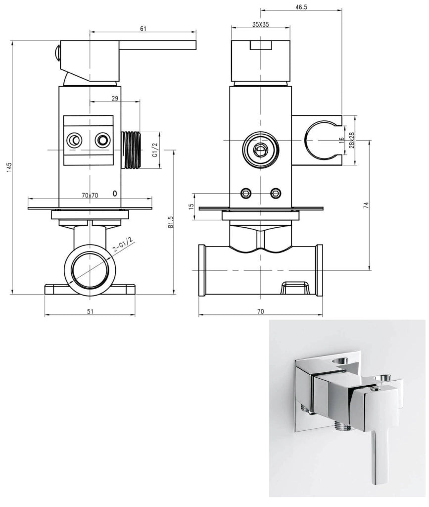Kit per wc quadrato con miscelatore