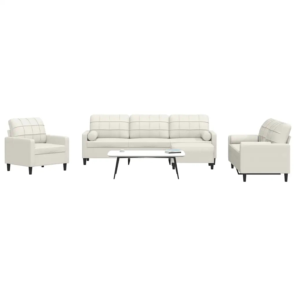 Set di Divani 4 pz con Cuscini e Rinforzi Crema in Velluto 3278469