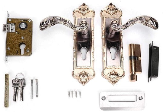 Maniglia per porta in stile retro - Maniglione antiscivolo - Accessori per porta in acciaio all'manganese - Protezione per maniglia - Alta qualità - Dimensioni del pannello 21x5.5 cm