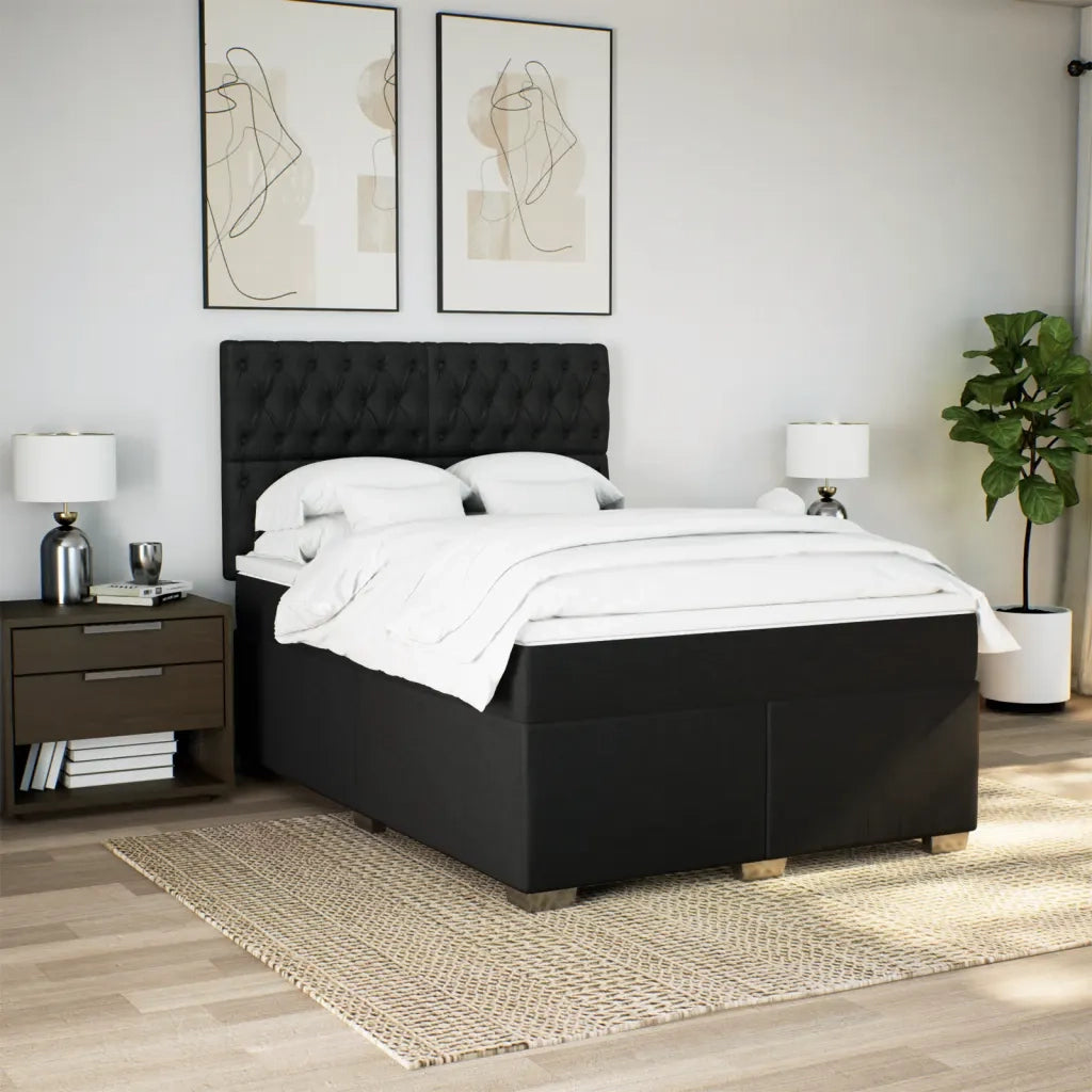 Giroletto a Molle con Materasso Nero 140x200 cm in Tessuto 3290520