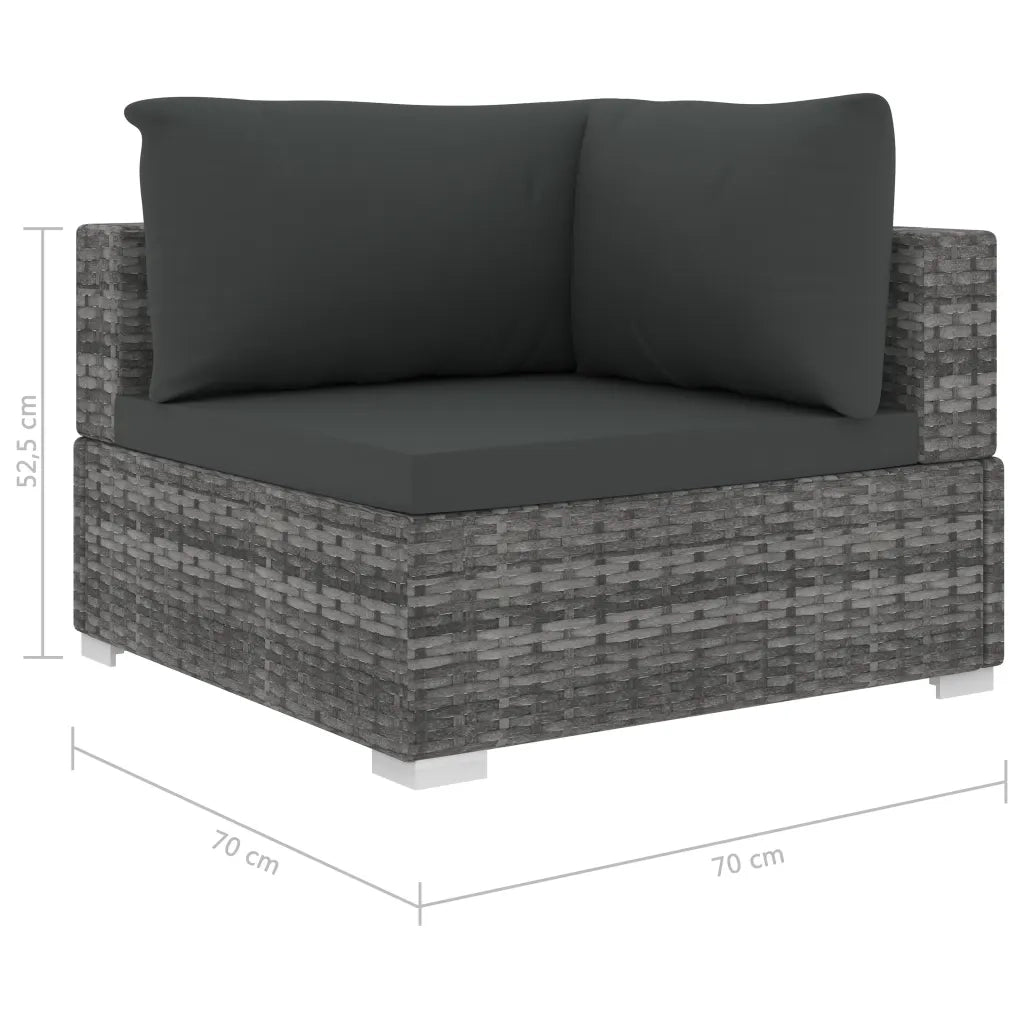 Set Divani da Giardino 4 pz con Cuscini in Polyrattan Grigio 46779