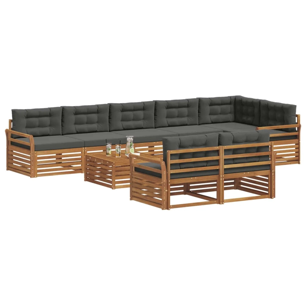 Set di divani da esterno con cuscino 9 pcs Naturale e Antracite 3373702