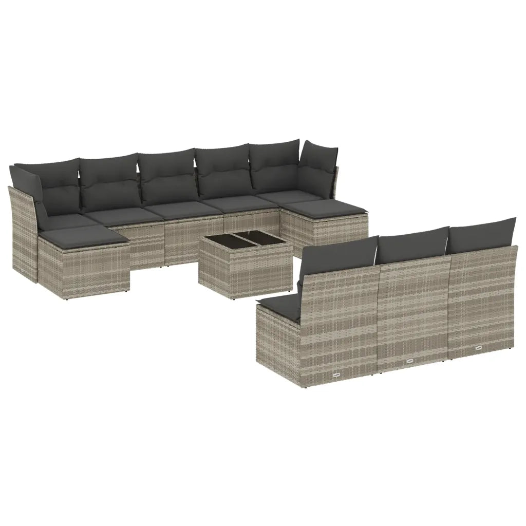 Set Divani da Giardino 11 pz con Cuscini in Polyrattan Grigio 3218302