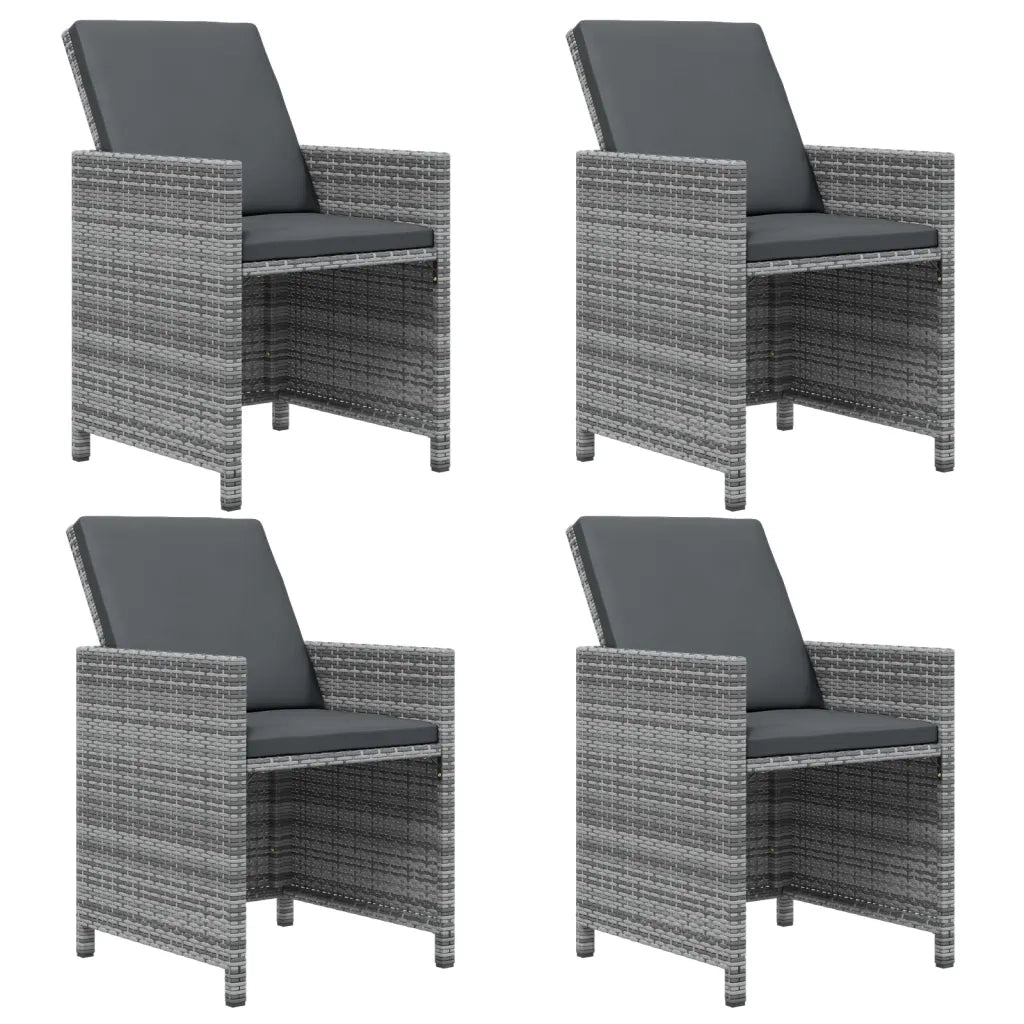 Set Pranzo da Giardino 9 pz con Cuscini in Polyrattan Grigio 3095526