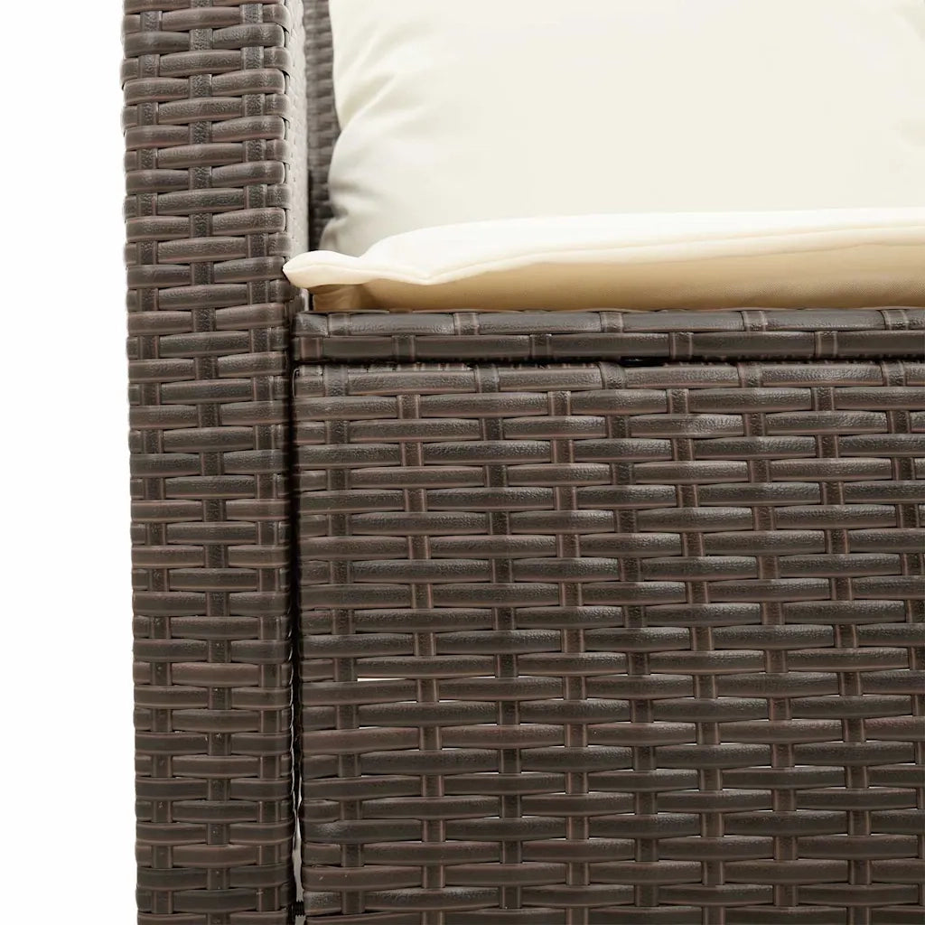 Divano a 2 Posti con Cuscini-Sofa 2 Posti con Cuscini e Tavolo Marrone Polyrattan