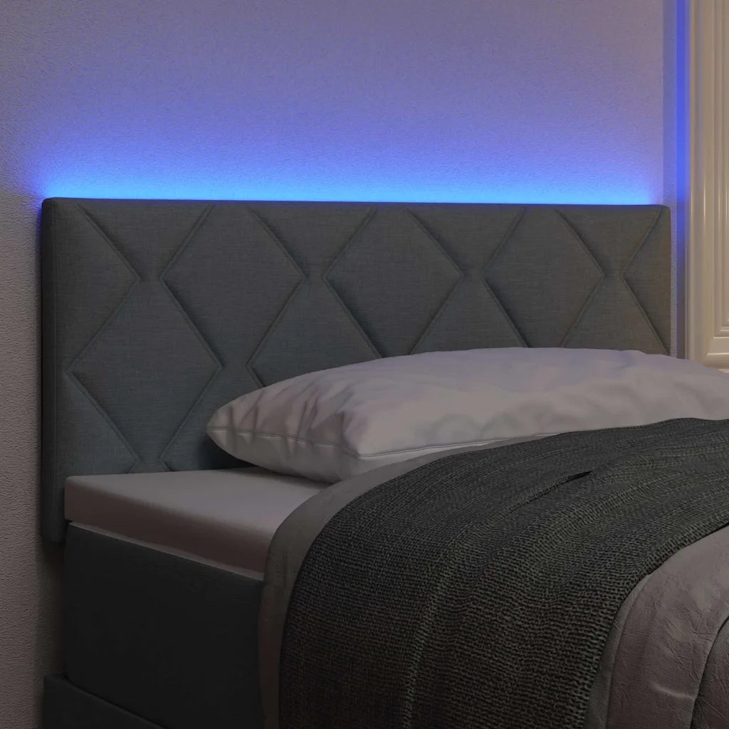 Testiera con luci a strisce a LED-Testata Grigio chiaro 100 cm Tessuto