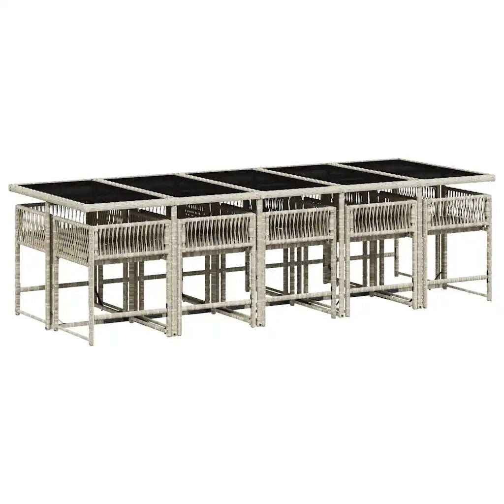 Set Pranzo Giardino 11pz con Cuscini Grigio Chiaro Polyrattan 3211475