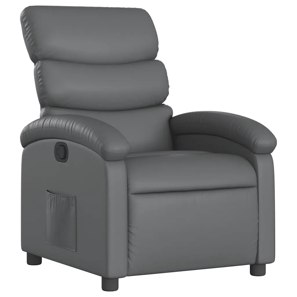 Poltrona | Sedia Relax Reclinabile Grigia in Similpelle