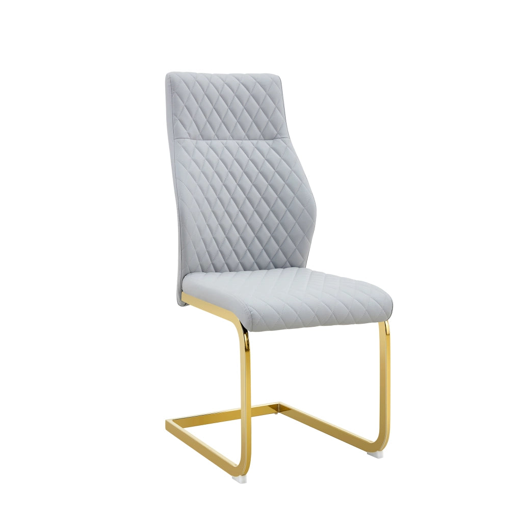 Set Tavolo Rotondo e 2 Sedie da Pranzo ¨C Xylo ¨C Piano MDF Effetto Legno, Gambe Oro, Tessuto Grigio Chiaro