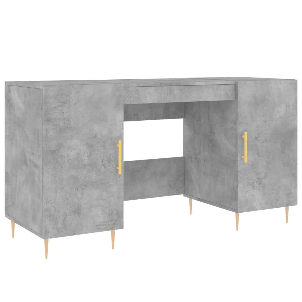 Scrivania | Tavolo da Ufficio Grigio Cemento 140x50x75 cm in Legno Multistrato