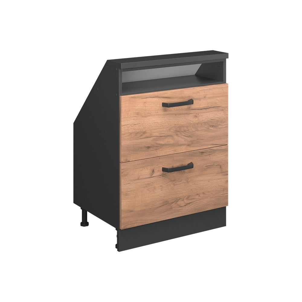 Mobile sottotetto Rion Rovere dorato/Antracite con 2 cassetti Vicco