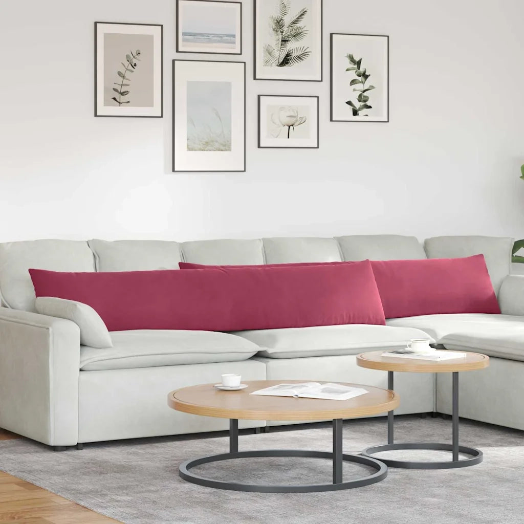 Cuscini da Divano 2 pz-Set di 2 Cuscini per Sofa Rosso Vino 200 x 40 cm Tessuto in Cords