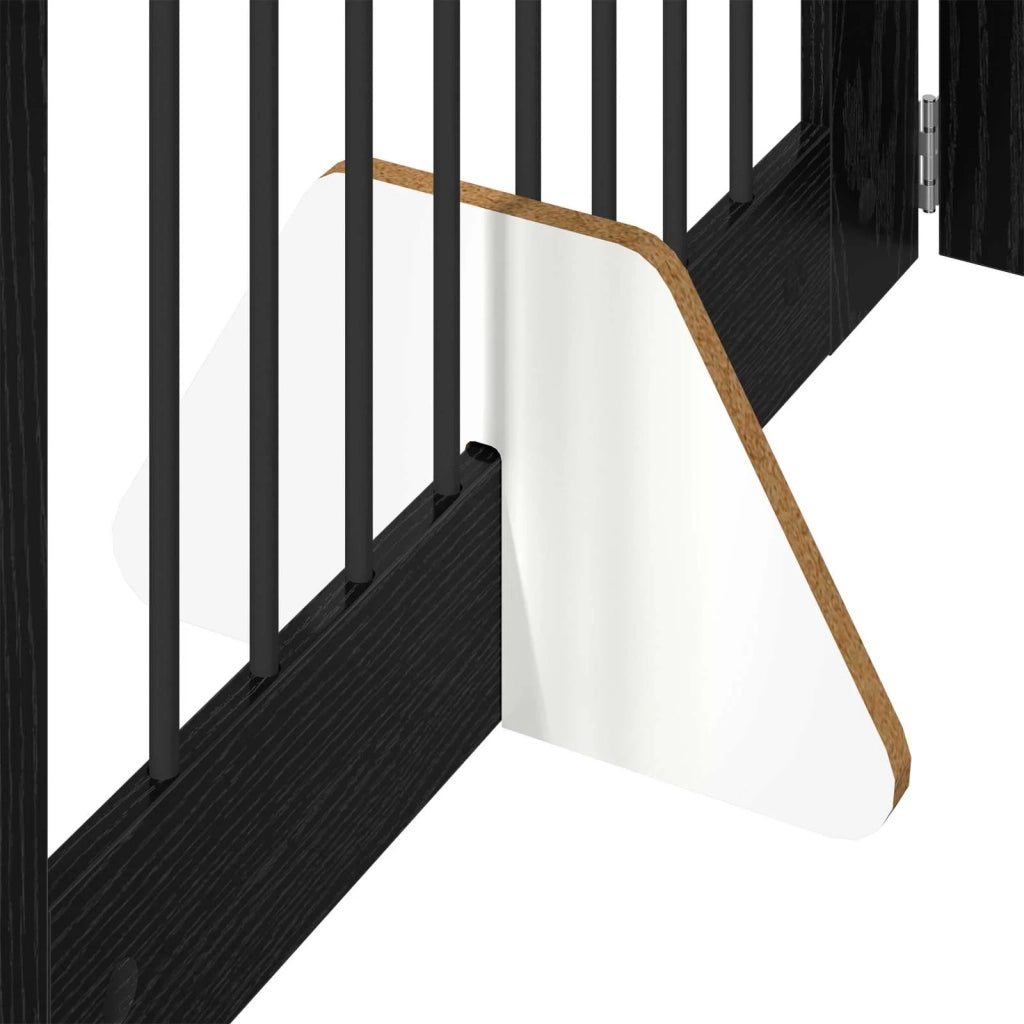 Cancello per cani pieghevole con supporti 2 pz Rovere Nero 892037