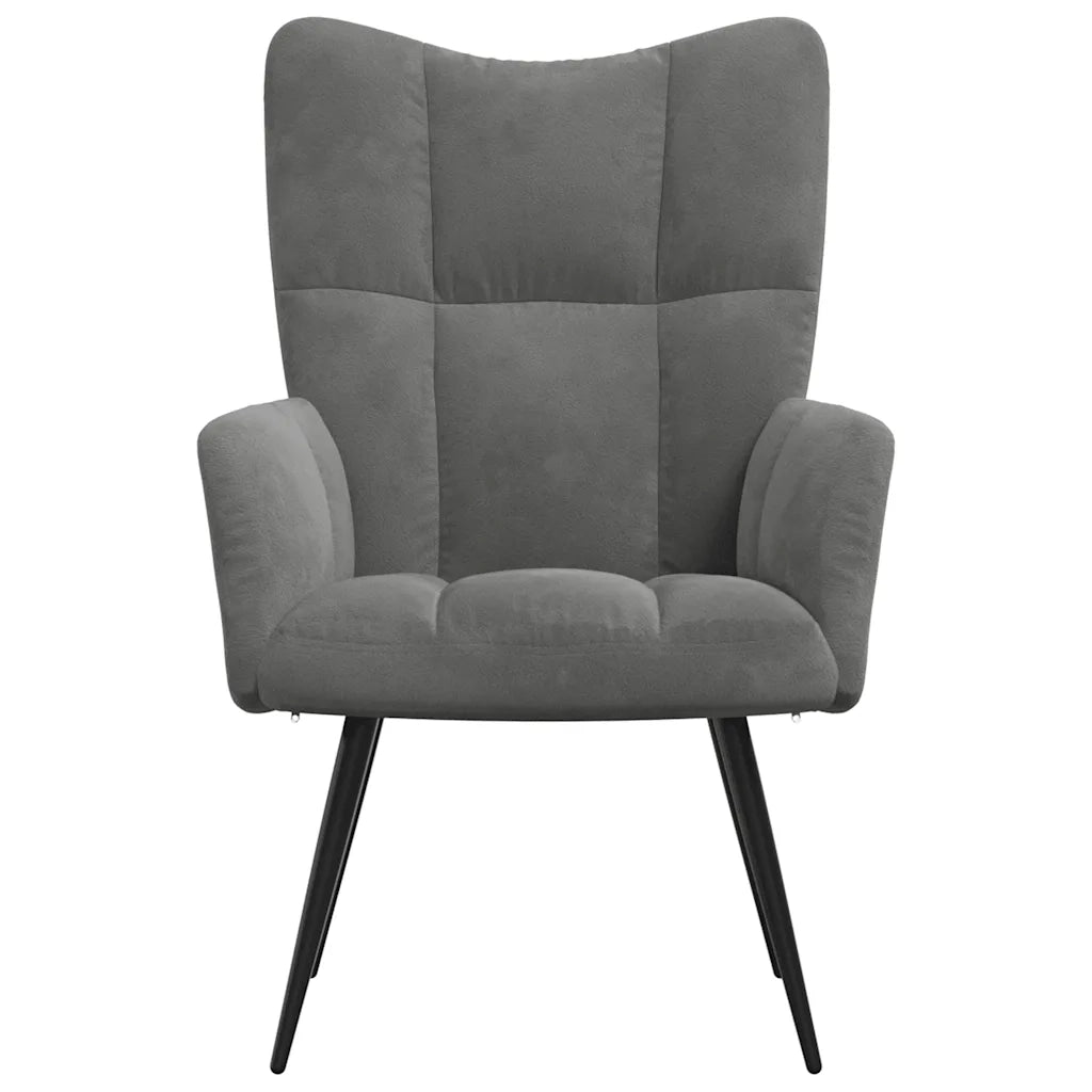 Poltrona | Sedia Relax Grigio Scuro in Velluto