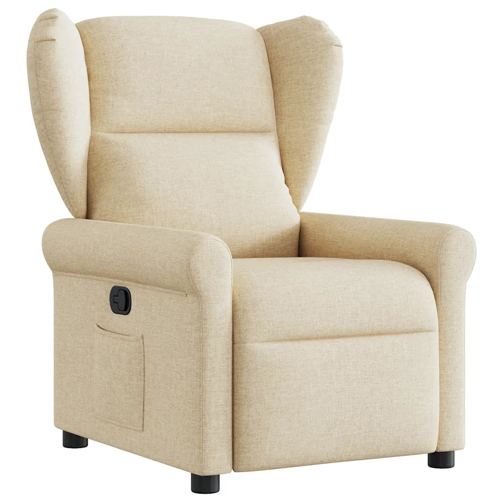 Poltrona | Sedia Relax Reclinabile in Tessuto Crema