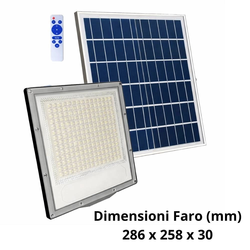 Proiettore led solare ecova con telecomando e luce bianca fredda 6500k *** potenza 200w, confezione 1