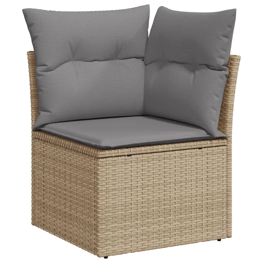 Divano Angolare da Giardino con Cuscini-Sofa da Giardino-Divanetto da esterno Beige in Polyrattan 689626