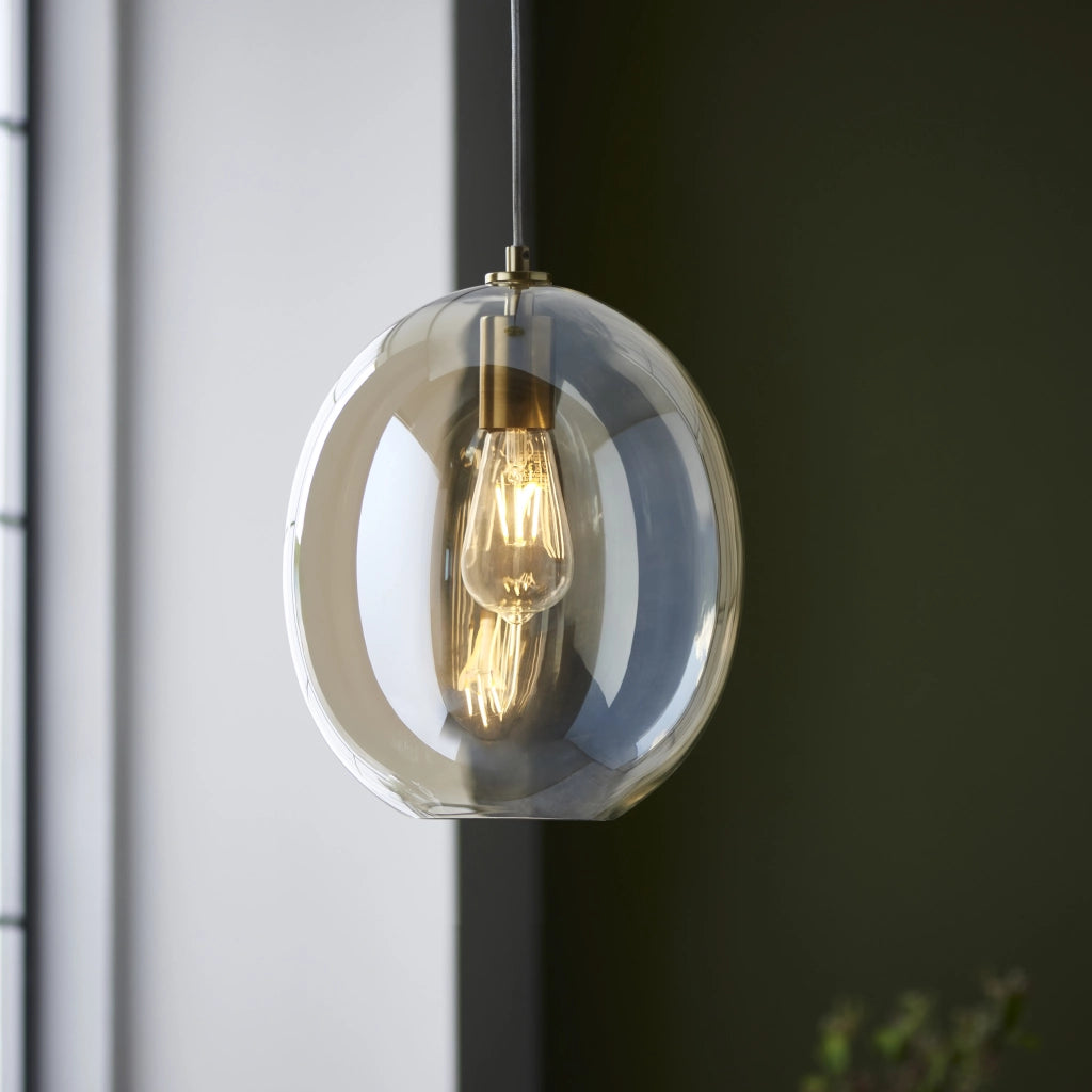 Lampada a sospensione ovale vetro champagne E27 Endon