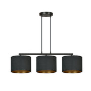 Lampadario Emibig Hilde 3 luci E27 nero oro 72cm H100cm