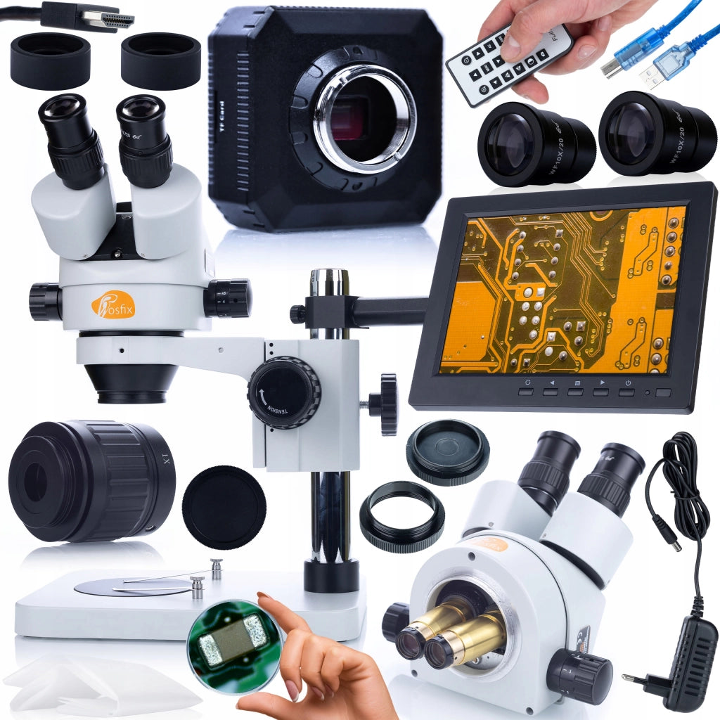 Set Microscopio Professionale Mercury Pro con Telecamera, Supporto Display e Schermo 8" – Alta Qualità Immagine, FullHD