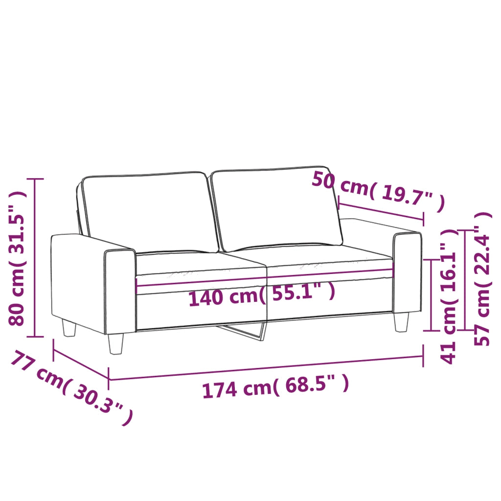 Divano a 2 Posti Grigio Chiaro 140 cm in Tessuto Microfibra 348982