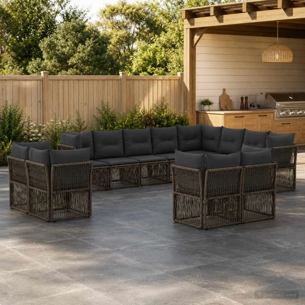 Set Divano da Giardino 12 pz Grigio polyrattan 3434429