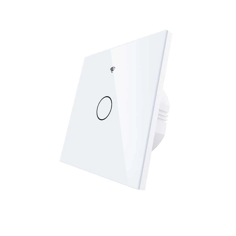 Interruttore Da Parete Touch 1 Tasto, WIFI 2.4G Matter,  TUYA, Smart Life,Apple Home, Google Home, Alexa, SmartThings, 10A, AC 90-250V, 50/60HZ, 86X86X30mm, IP20, Bianco